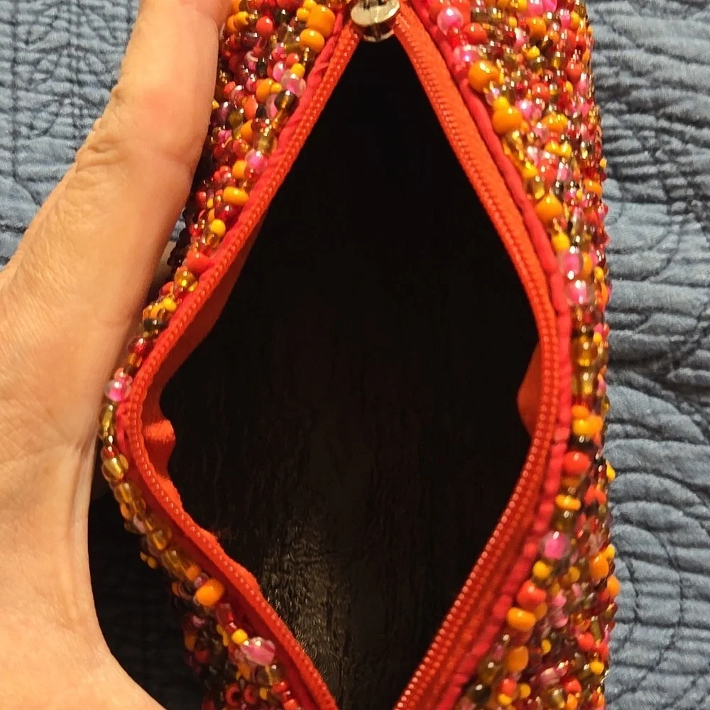 About Colors Beaded Wristlet Clutch - Red and Orange NWT
